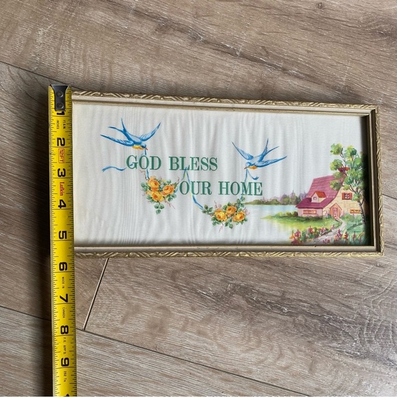 Vintage wall hanging God Bless Our Home cottage core kitsch - Picture 6 of 6